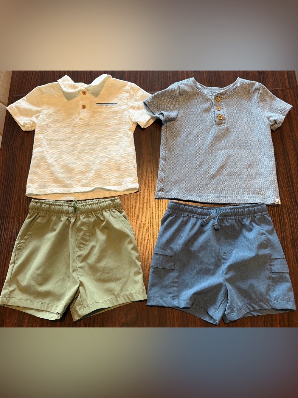 Tahari Kids Elastic-Waist Shorts in Olive & Steel Blue